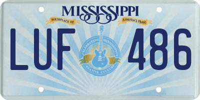 MS license plate LUF486