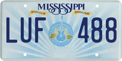 MS license plate LUF488