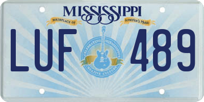 MS license plate LUF489