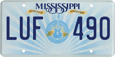 MS license plate LUF490