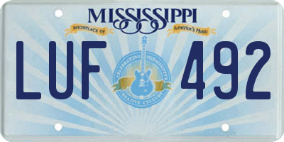MS license plate LUF492