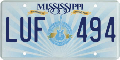 MS license plate LUF494