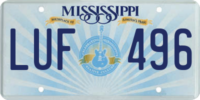 MS license plate LUF496