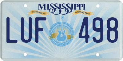 MS license plate LUF498