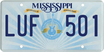 MS license plate LUF501