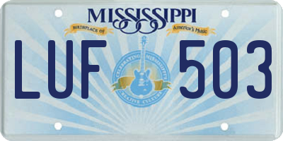 MS license plate LUF503