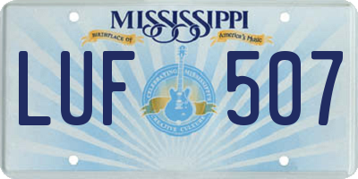 MS license plate LUF507