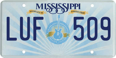 MS license plate LUF509