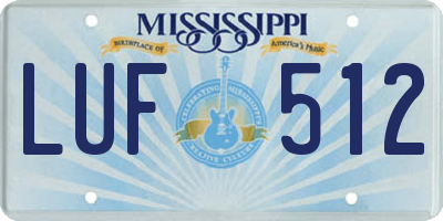 MS license plate LUF512