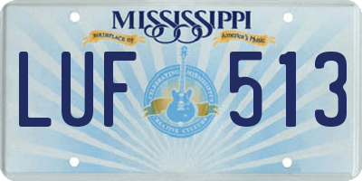 MS license plate LUF513