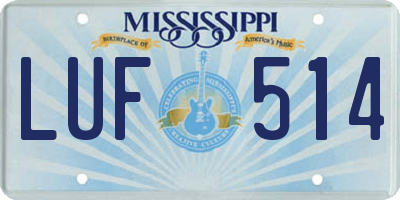 MS license plate LUF514