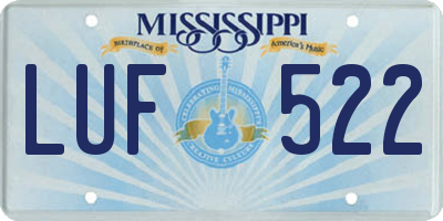 MS license plate LUF522