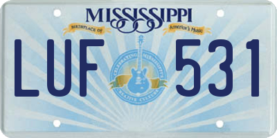 MS license plate LUF531