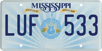 MS license plate LUF533