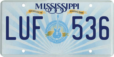 MS license plate LUF536