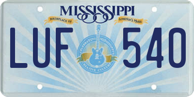MS license plate LUF540