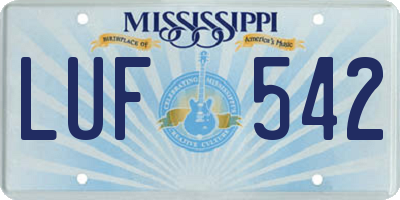 MS license plate LUF542