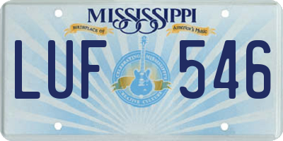 MS license plate LUF546