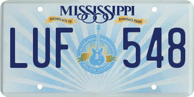 MS license plate LUF548
