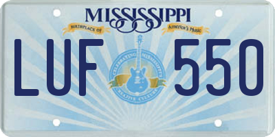 MS license plate LUF550