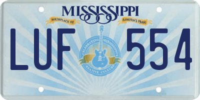 MS license plate LUF554