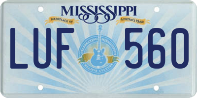 MS license plate LUF560