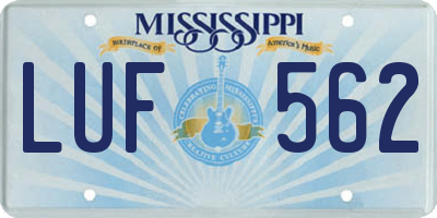 MS license plate LUF562