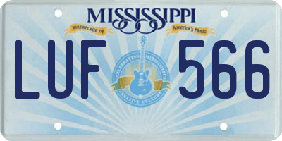 MS license plate LUF566