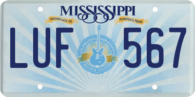 MS license plate LUF567