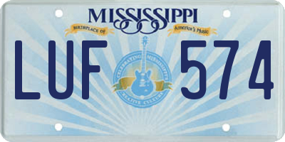 MS license plate LUF574