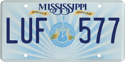 MS license plate LUF577