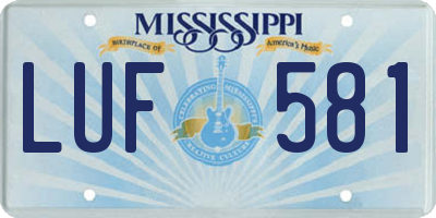 MS license plate LUF581