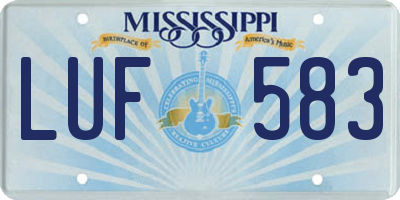 MS license plate LUF583