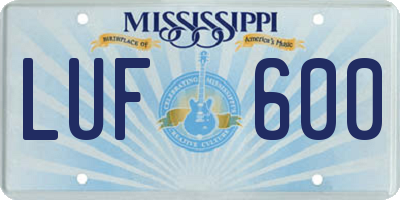 MS license plate LUF600