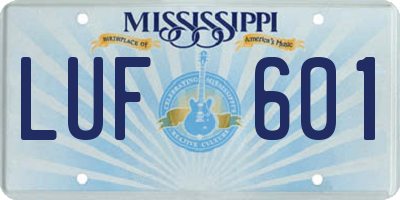 MS license plate LUF601