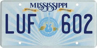 MS license plate LUF602