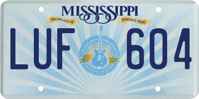 MS license plate LUF604