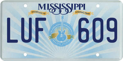 MS license plate LUF609
