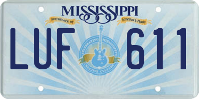 MS license plate LUF611