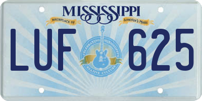 MS license plate LUF625