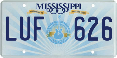 MS license plate LUF626