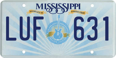 MS license plate LUF631