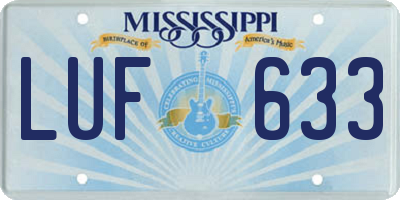 MS license plate LUF633
