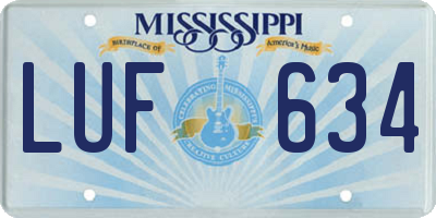 MS license plate LUF634