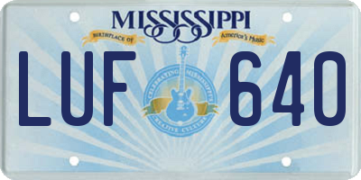 MS license plate LUF640