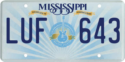 MS license plate LUF643