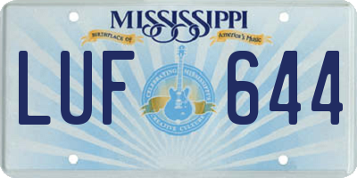 MS license plate LUF644