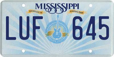 MS license plate LUF645