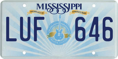 MS license plate LUF646