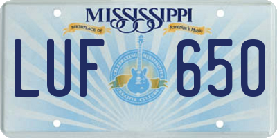 MS license plate LUF650